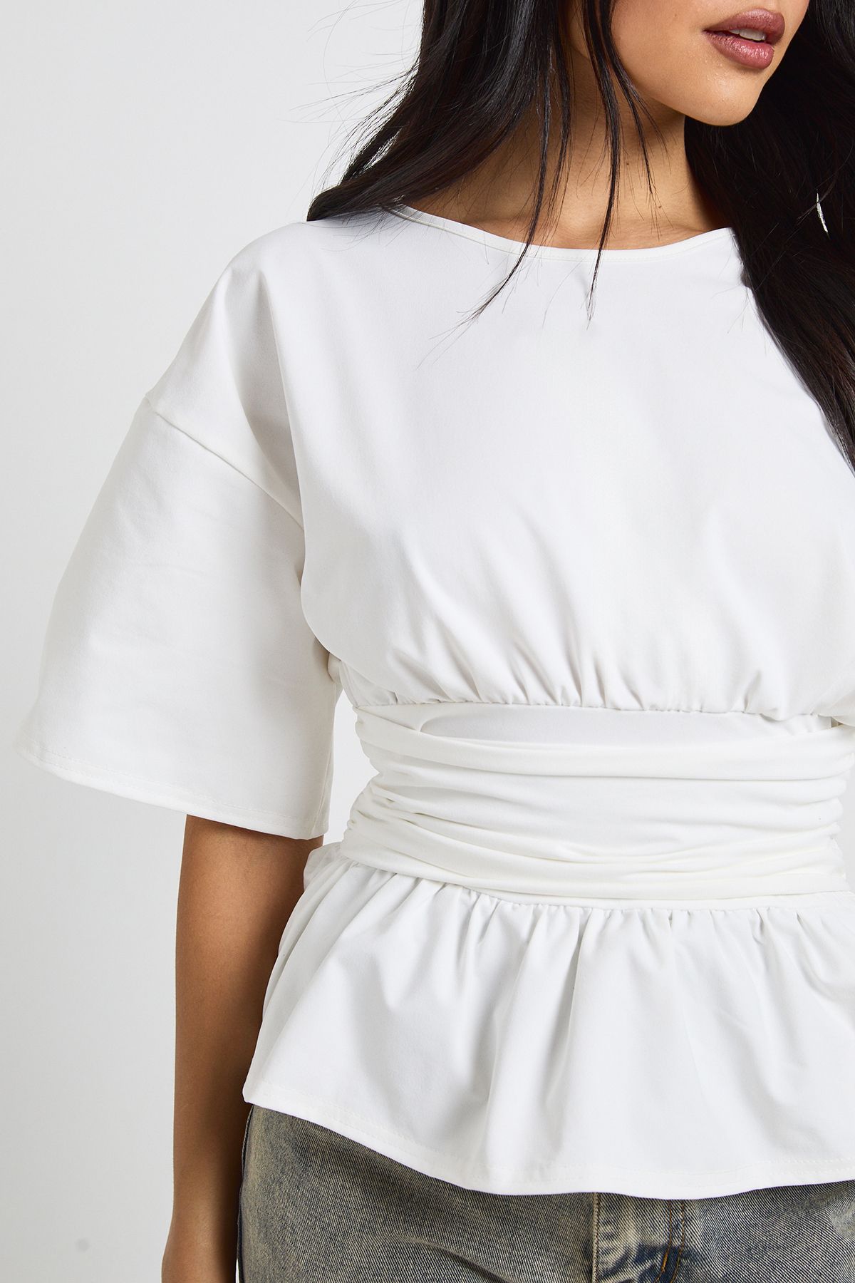 Cinched Ruched Waisted Short Sleeve Tshirt - Image 4