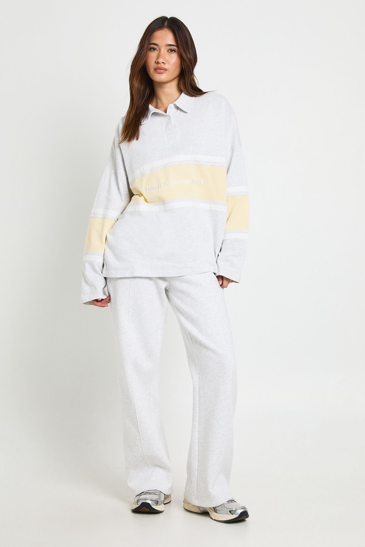 Embroidered Contrast Panel Rugby Top
