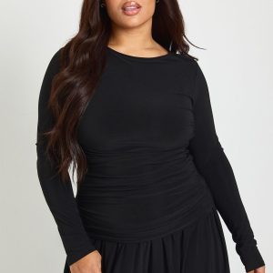 Plus Soft Ruched Long Sleeve Top