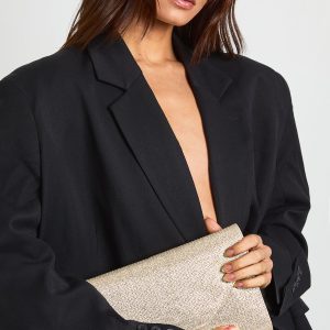Shimmer Fold Over Structured Clutch Bag