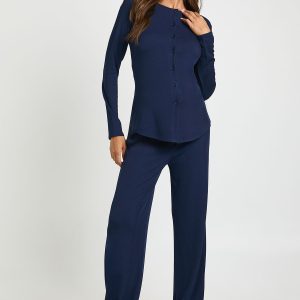 Maternity Soft Knit Button Cardigan & Wide Leg Trouser