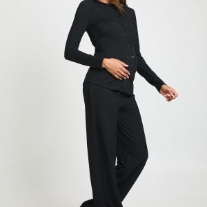 Maternity Soft Knit Button Cardigan & Wide Leg Trouser