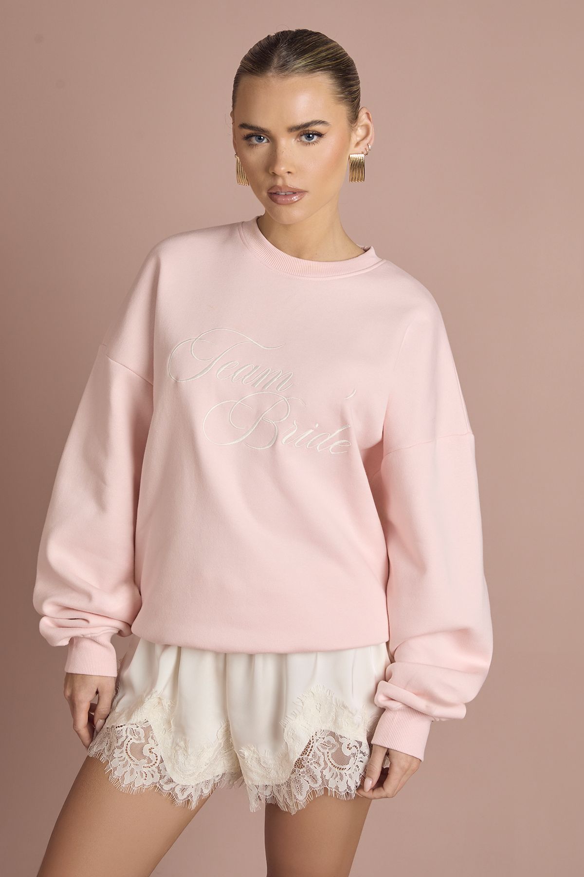 Team Bride Embroidered Oversized Bridal Sweatshirt - Image 3
