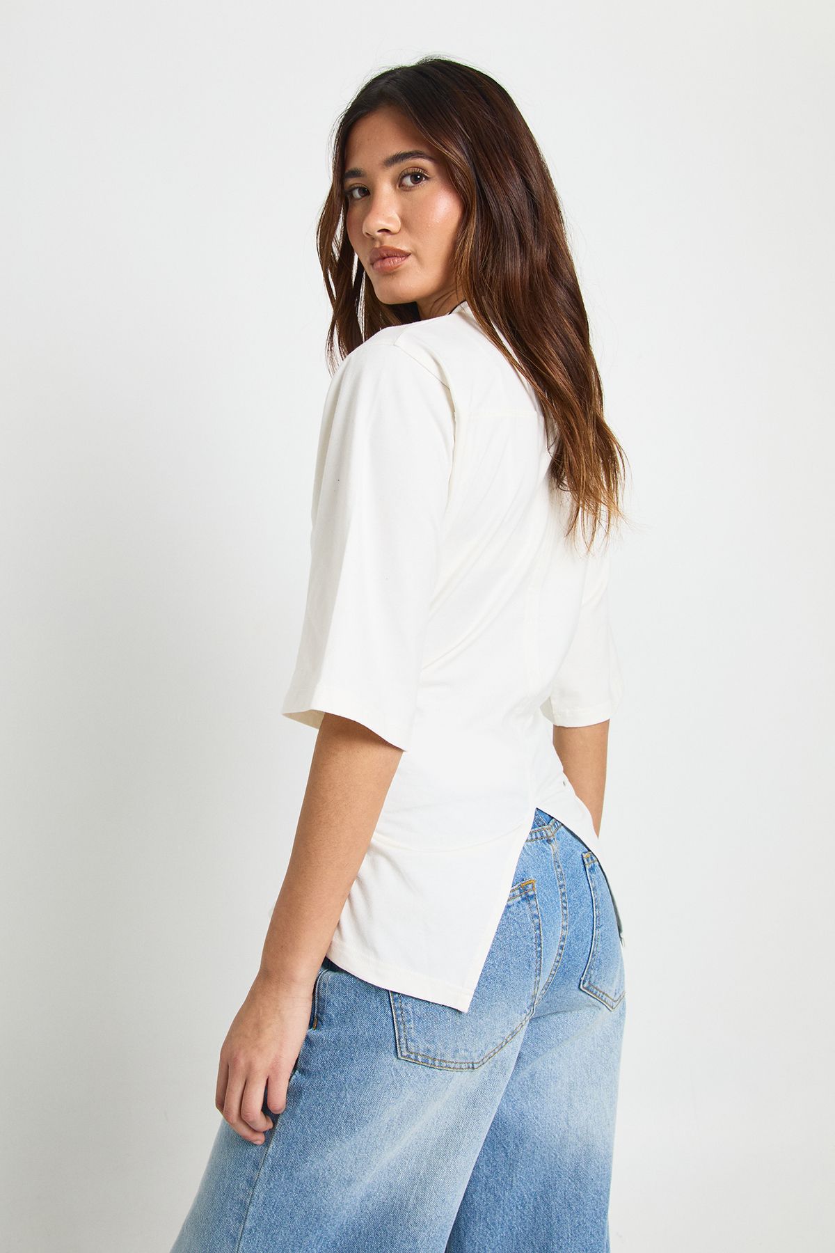 Cinched Waist Half Sleeve T-Shirt - Image 2