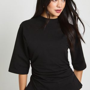 Cinched Waist Half Sleeve T-Shirt