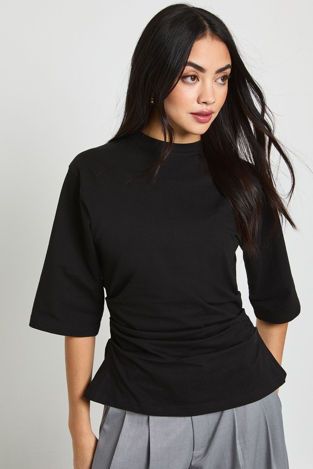 Cinched Waist Half Sleeve T-Shirt