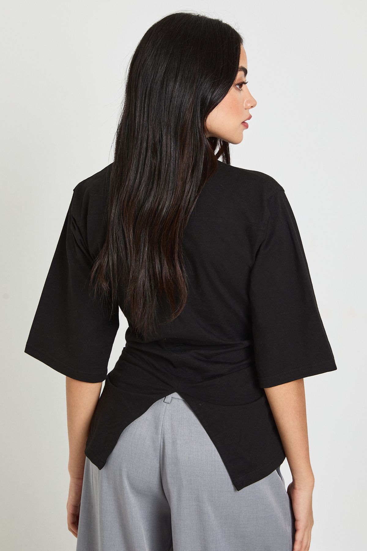 Cinched Waist Half Sleeve T-Shirt - Image 2