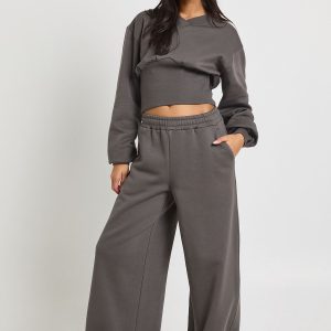 V Neck Deep Waist Sweatshirt Tracksuit
