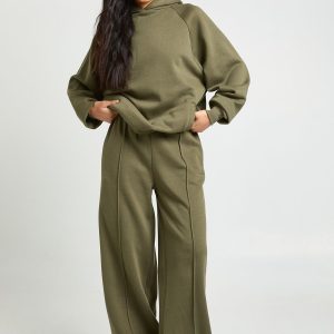 Tall Oversized Hoodie And Pintuck Straight Leg Jogger Tracksuit