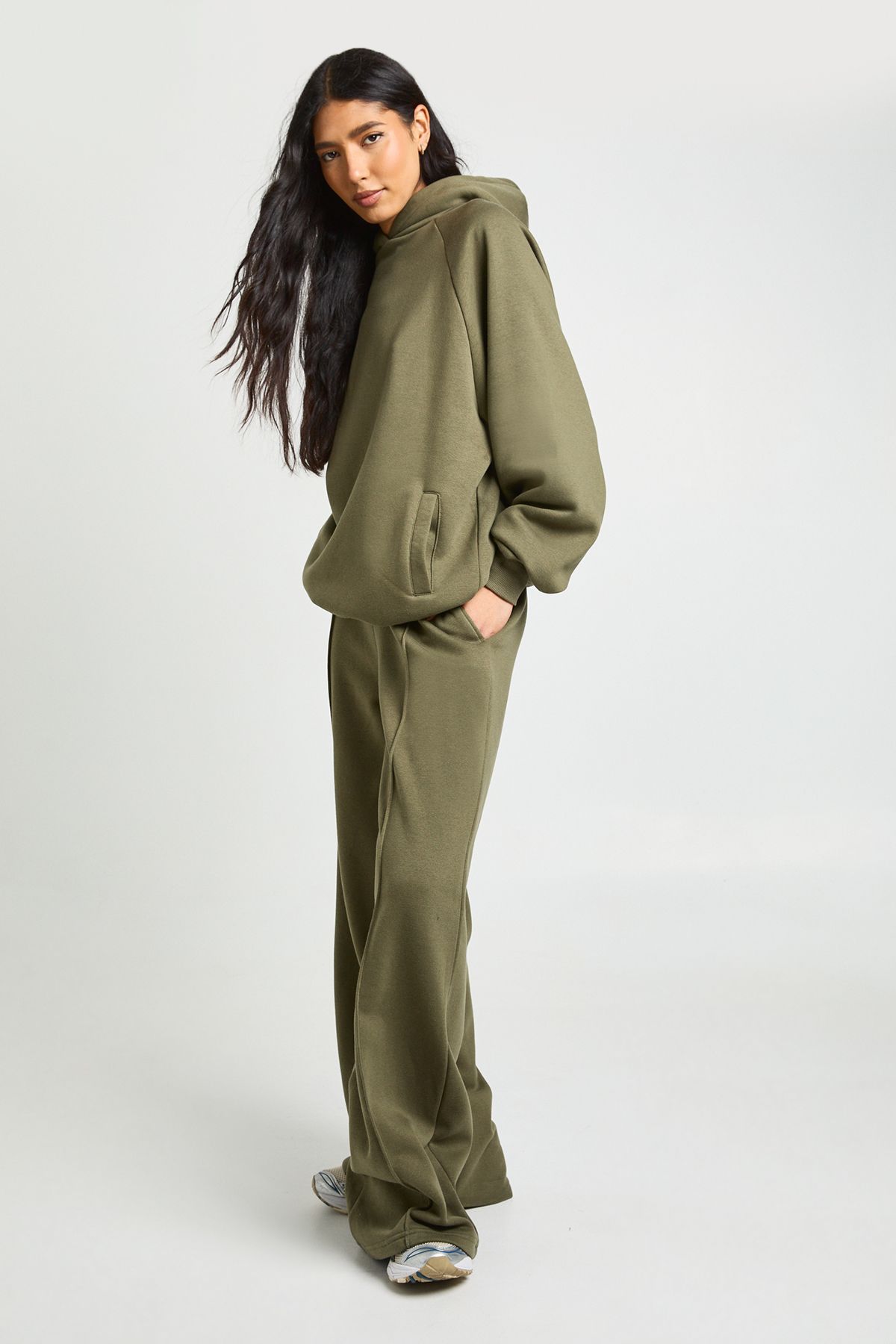 Tall Oversized Hoodie And Pintuck Straight Leg Jogger Tracksuit - Image 3