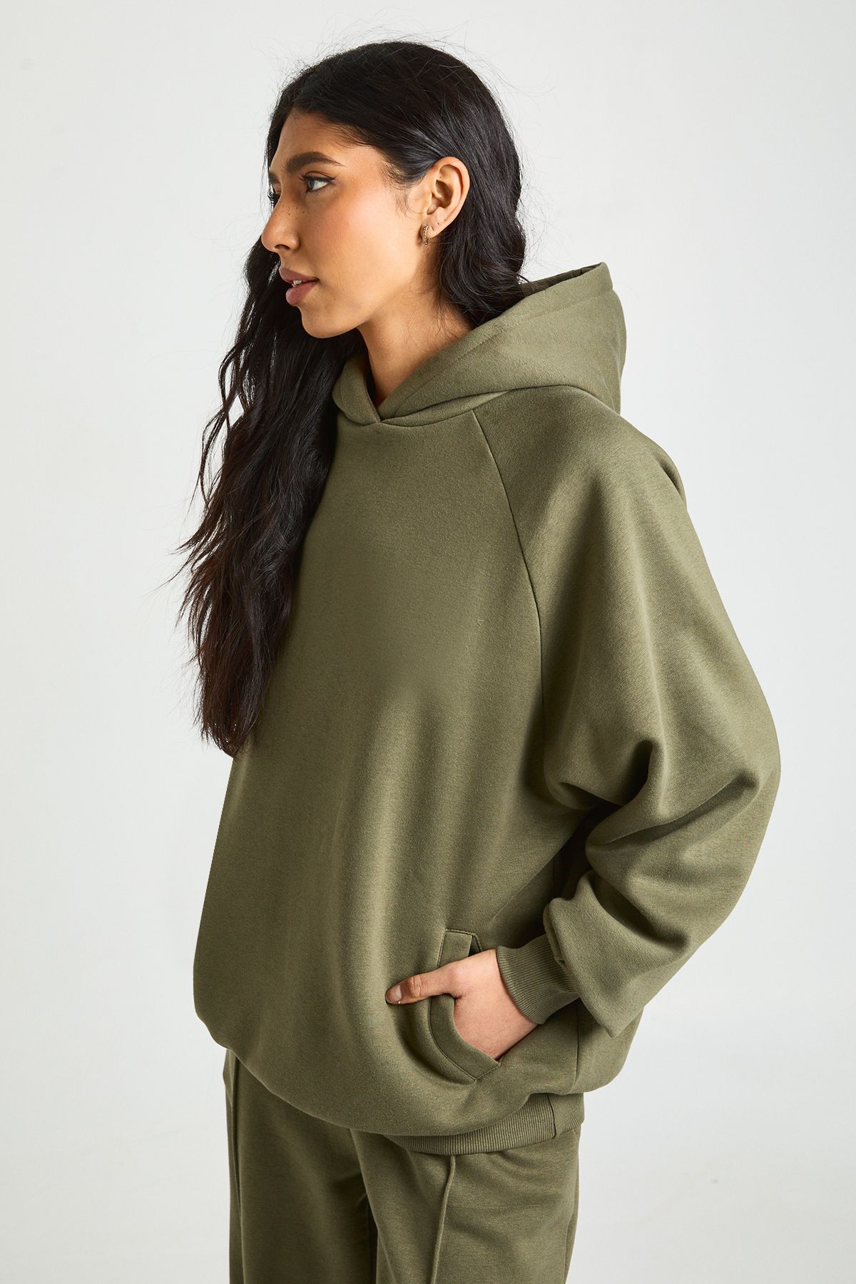 Tall Oversized Hoodie And Pintuck Straight Leg Jogger Tracksuit - Image 4