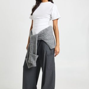 Jersey Ruched Waist Cap Sleeve T-Shirt