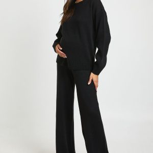 Maternity Soft Knit Jumper And Wide Leg Trouser Knitted Co-ord