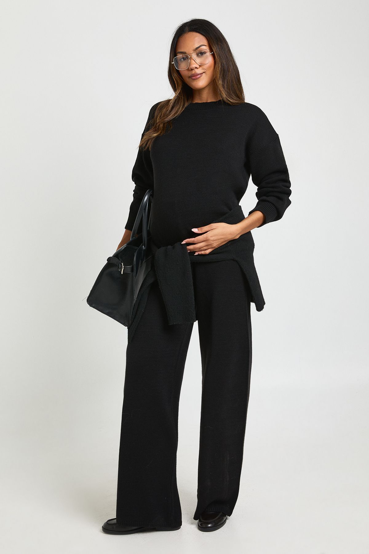 Maternity Soft Knit Jumper And Wide Leg Trouser Knitted Co-ord - Image 3