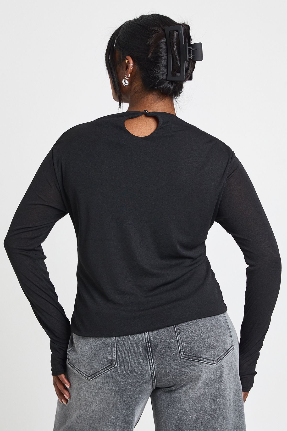 Plus Slash Neck Long Sleeve Top - Image 2