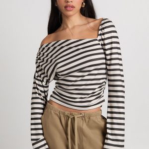 Stripe Off The Shoulder Top
