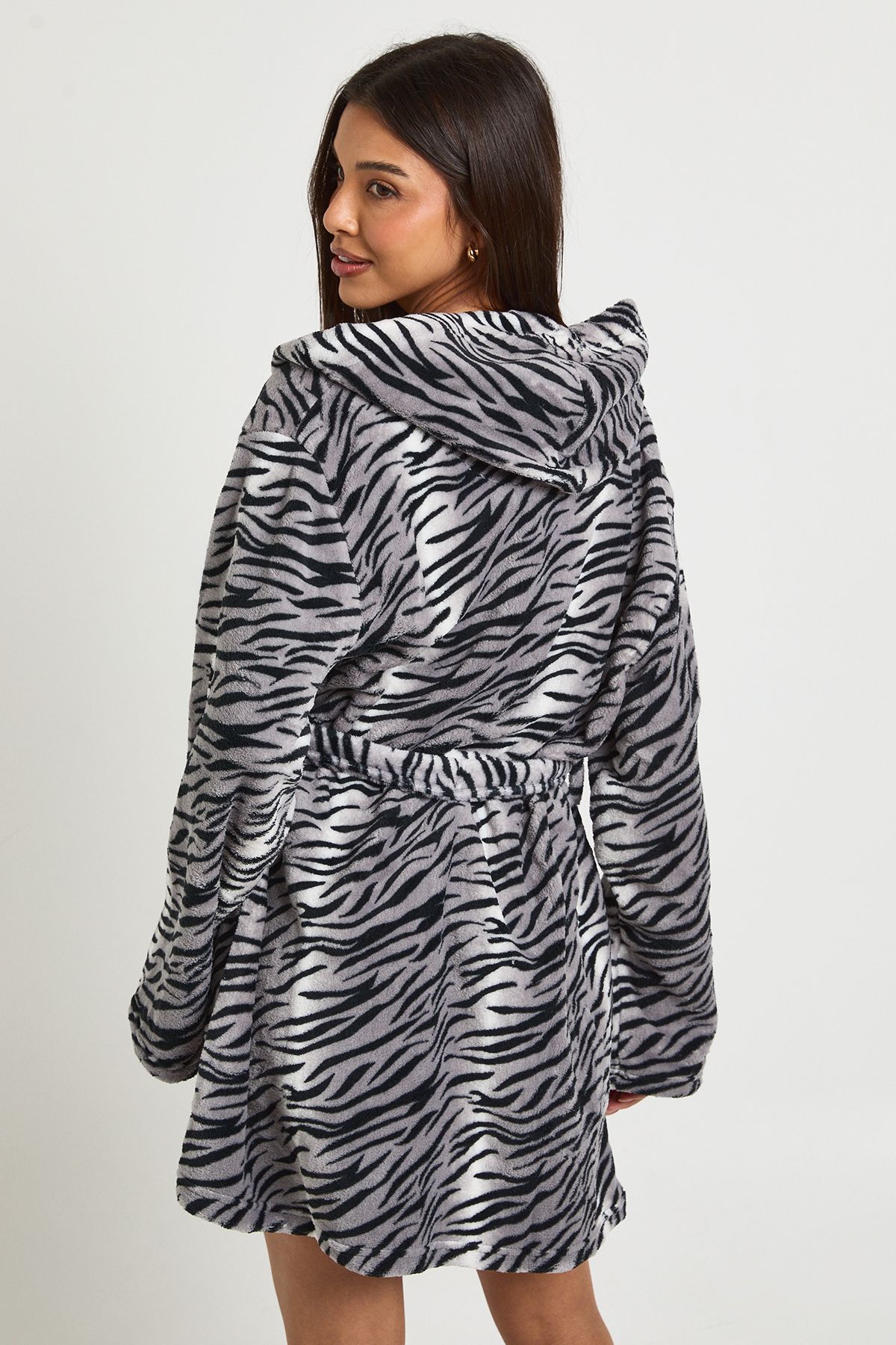 Zebra Print Hooded Mini Dressing Gown - Image 2