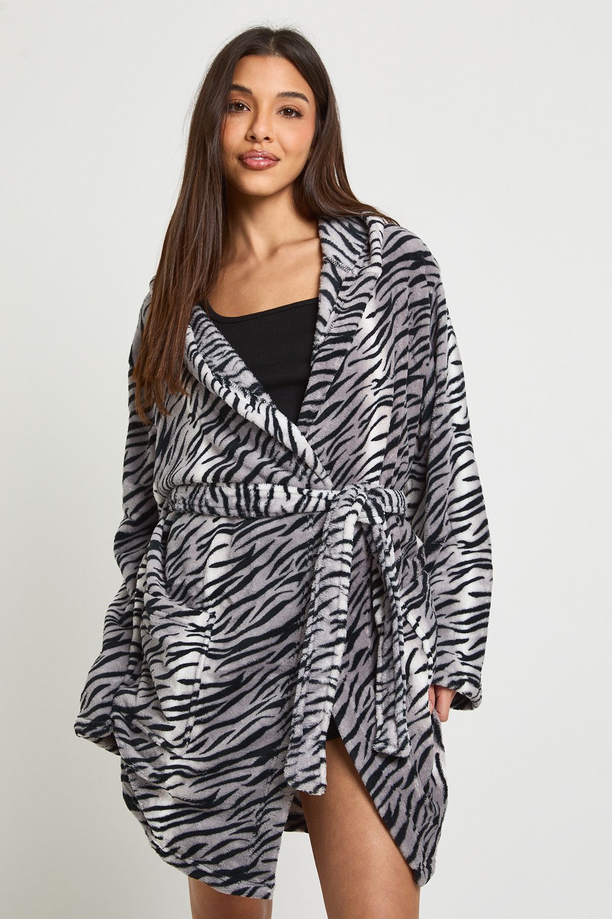Zebra Print Hooded Mini Dressing Gown - Image 3