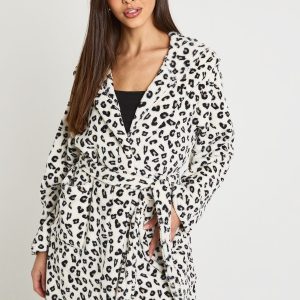 Leopard Print Hooded Mini Dressing Gown