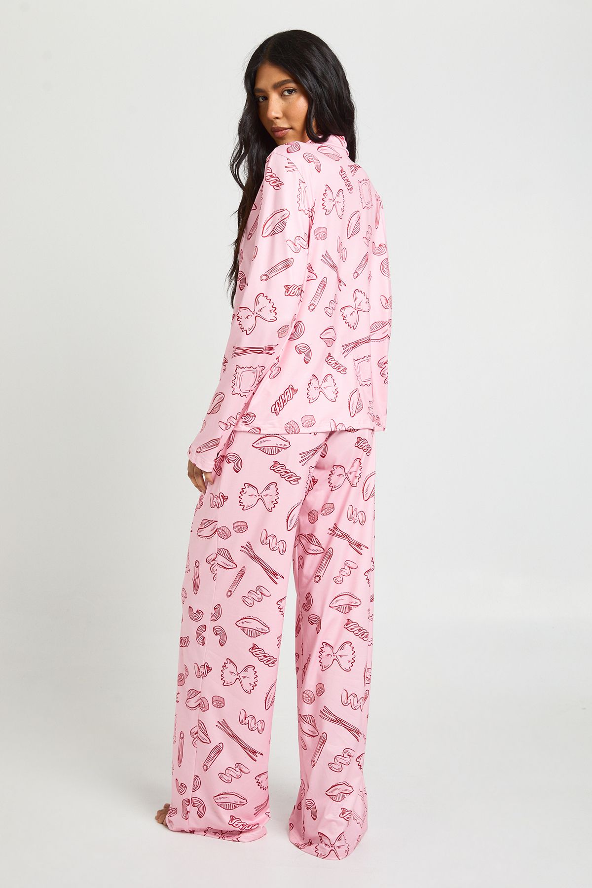 Tall Mixed Pasta Print Long Sleeve Top & Trousers Pyjama Set - Image 2