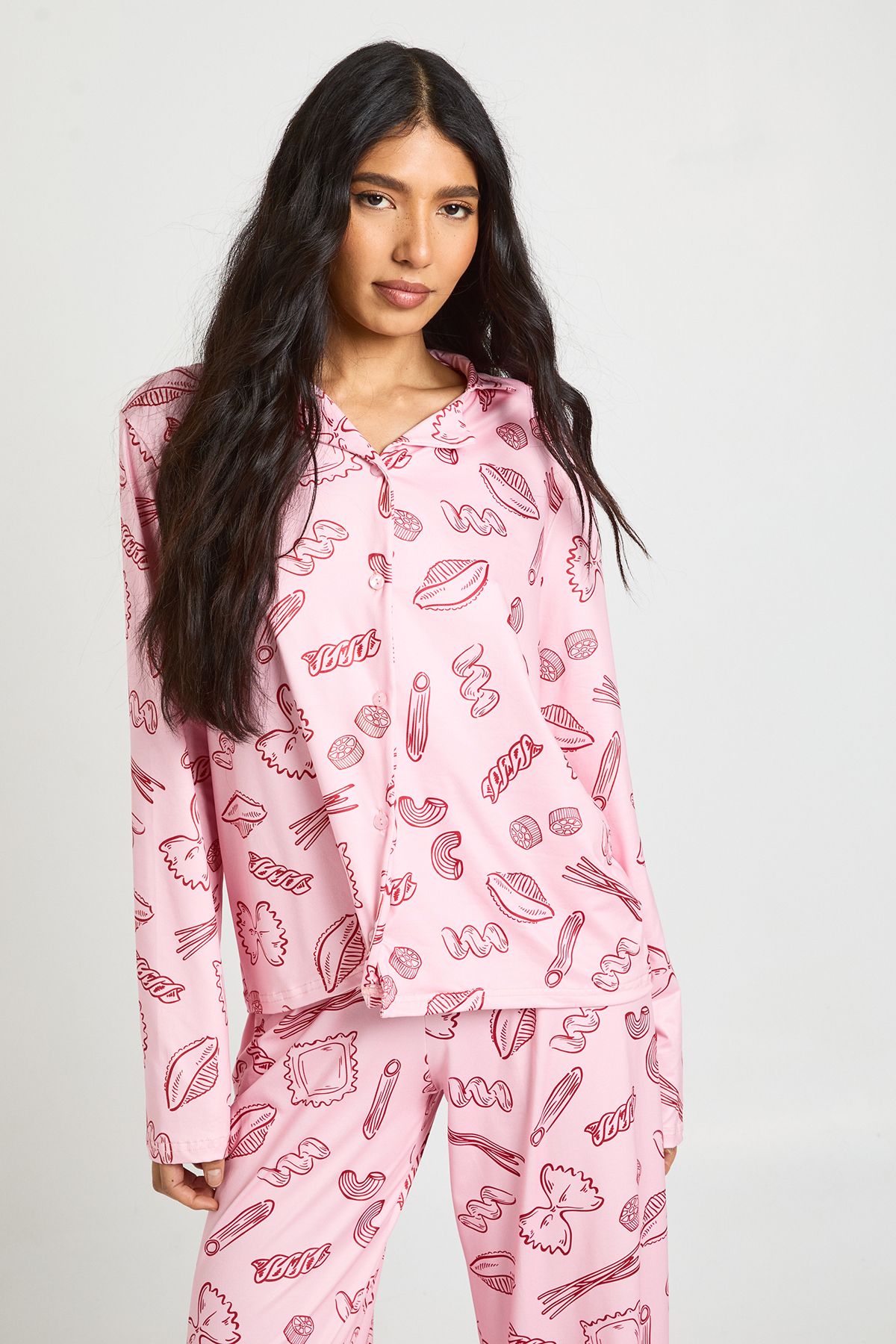 Tall Mixed Pasta Print Long Sleeve Top & Trousers Pyjama Set - Image 4