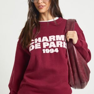 Charme De Paris Puff Printed Crew Neck Sweatshirt