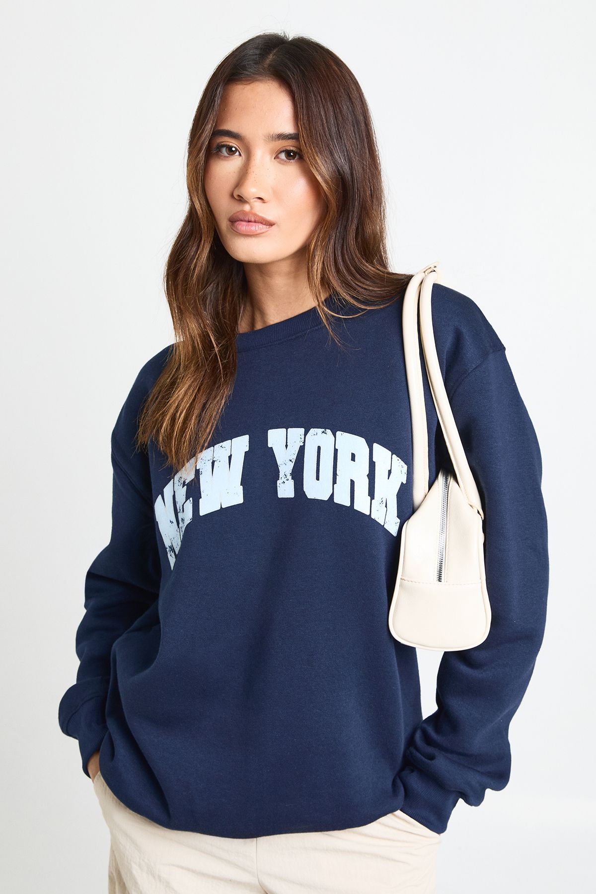 New York Printed Crew Neck Sweatshirt
