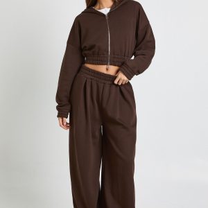 High Waist Pleat Detail Straight Leg Jogger