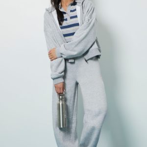 Boxy Zip Through Hoodie And Barrel Leg Jogger Tracksuit