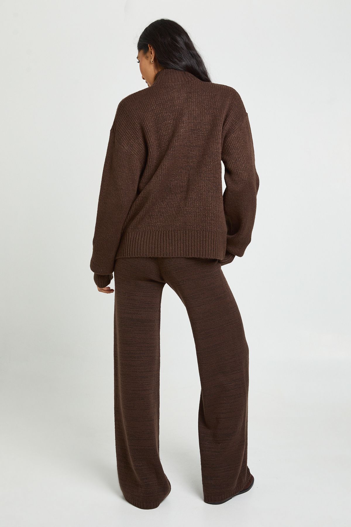 Tall Super Soft Zip Neck Oversized Jumper and Wide Leg Trouser Co-Ord - Image 2