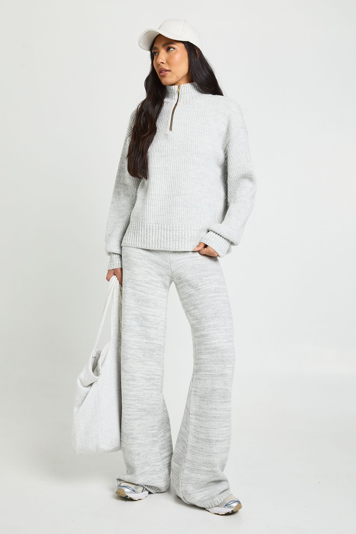 Tall Super Soft Zip Neck Oversized Jumper and Wide Leg Trouser Co-Ord