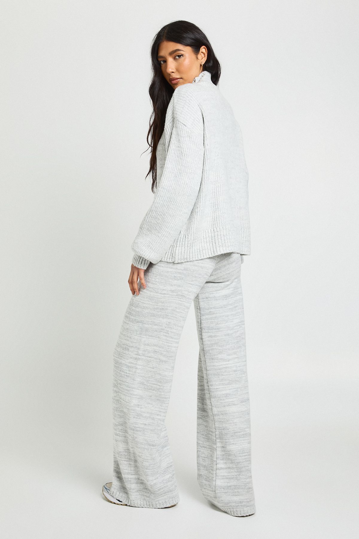 Tall Super Soft Zip Neck Oversized Jumper and Wide Leg Trouser Co-Ord - Image 2