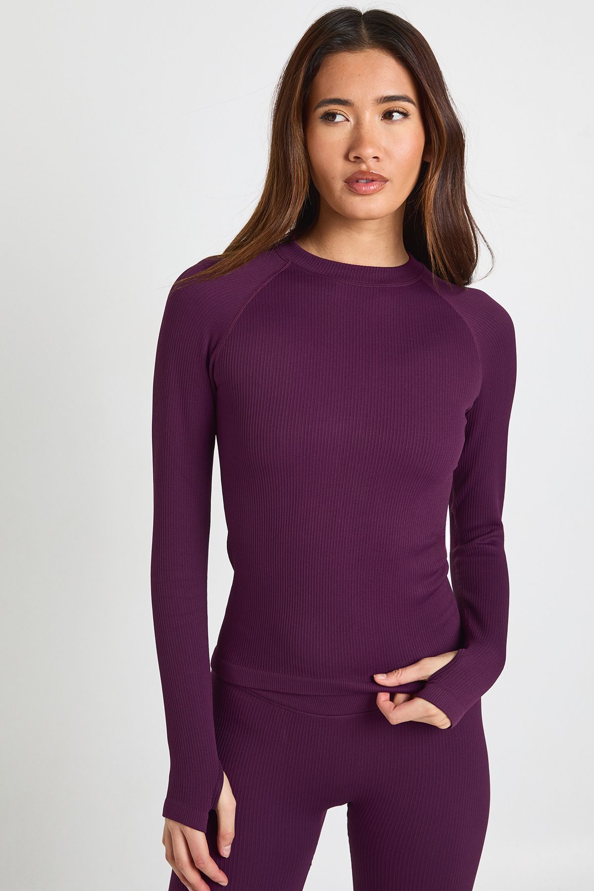 Contour Ribbed Seamless Long Sleeve Active Top