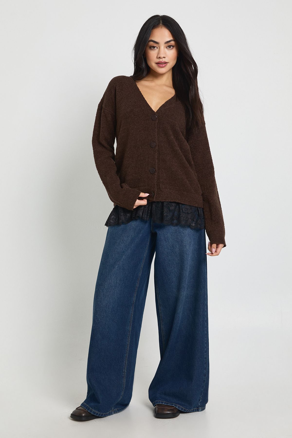 L.ace Trim Hem Knitted Cardigan - Image 3