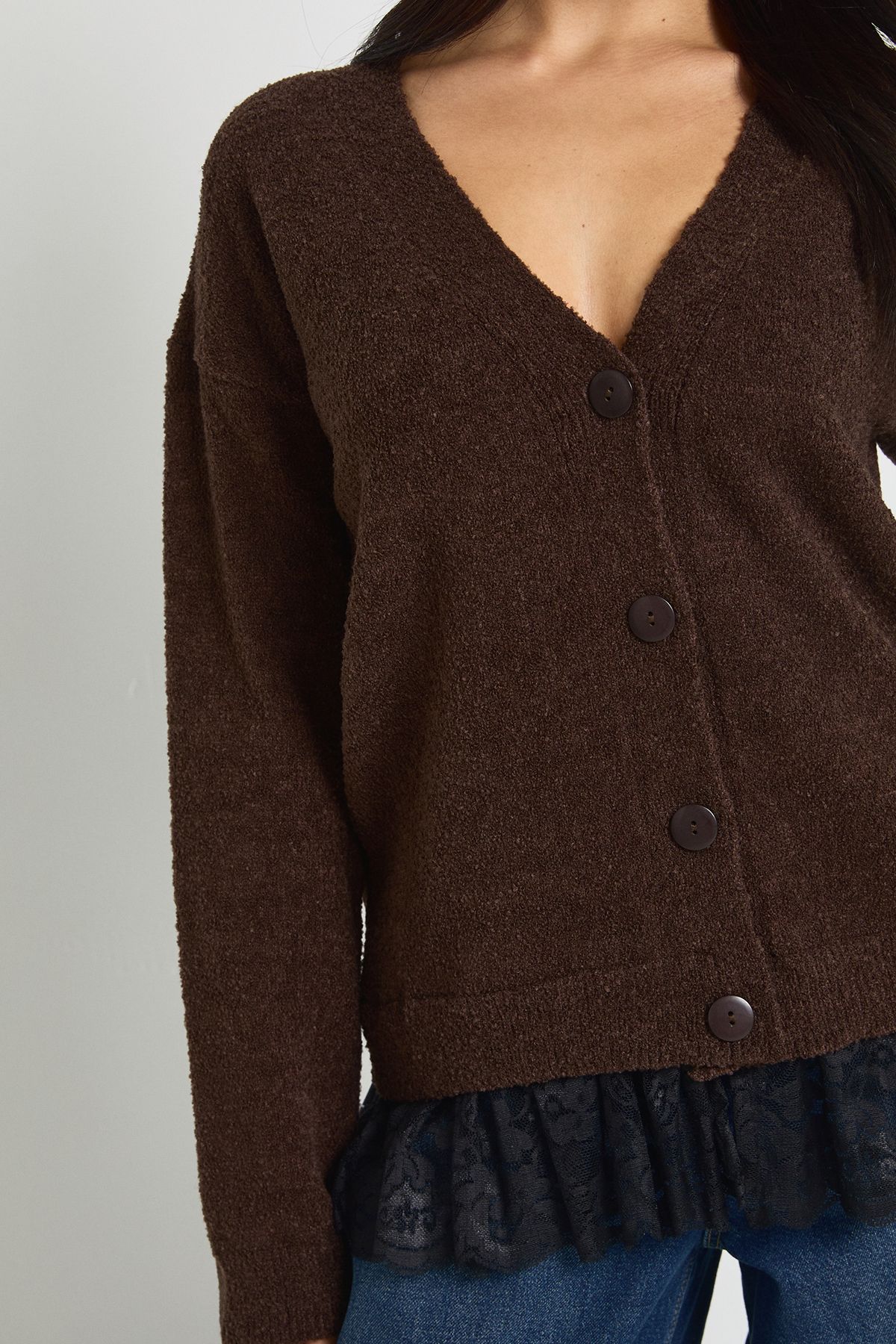 L.ace Trim Hem Knitted Cardigan - Image 4