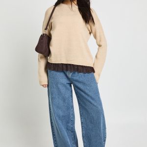 Lace Trim Knitted Jumper