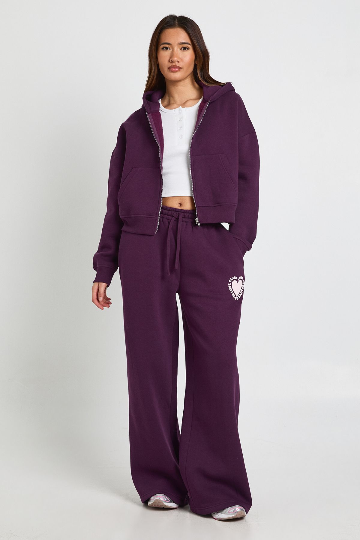 Love Club Puff Print Zip Through Boxy Hoodie - Image 3