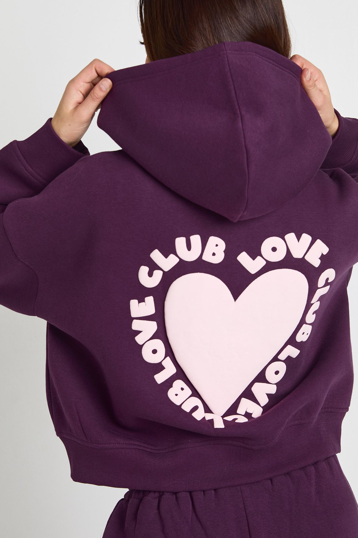 Love Club Puff Print Zip Through Boxy Hoodie - Image 4
