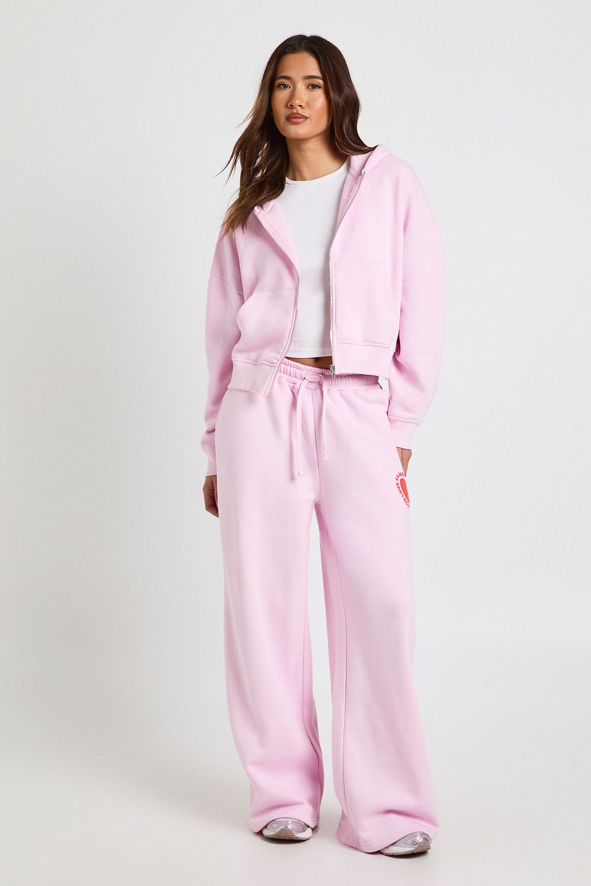 Love Club Puff Print Zip Through Boxy Hoodie - Image 3