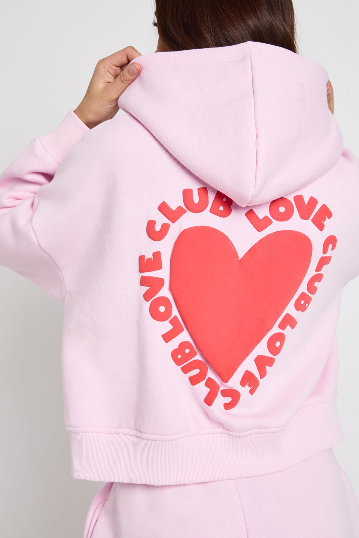Love Club Puff Print Zip Through Boxy Hoodie - Image 4