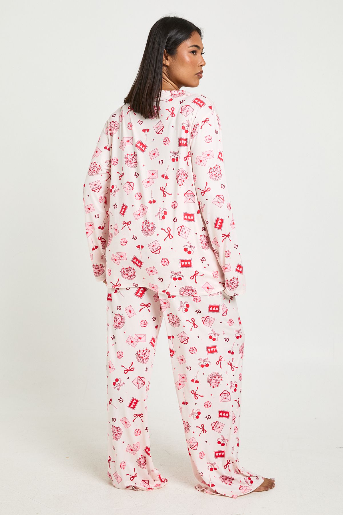 Plus Cake Print Long Sleeve Shirt & Trouser Pyjama Set - Image 2