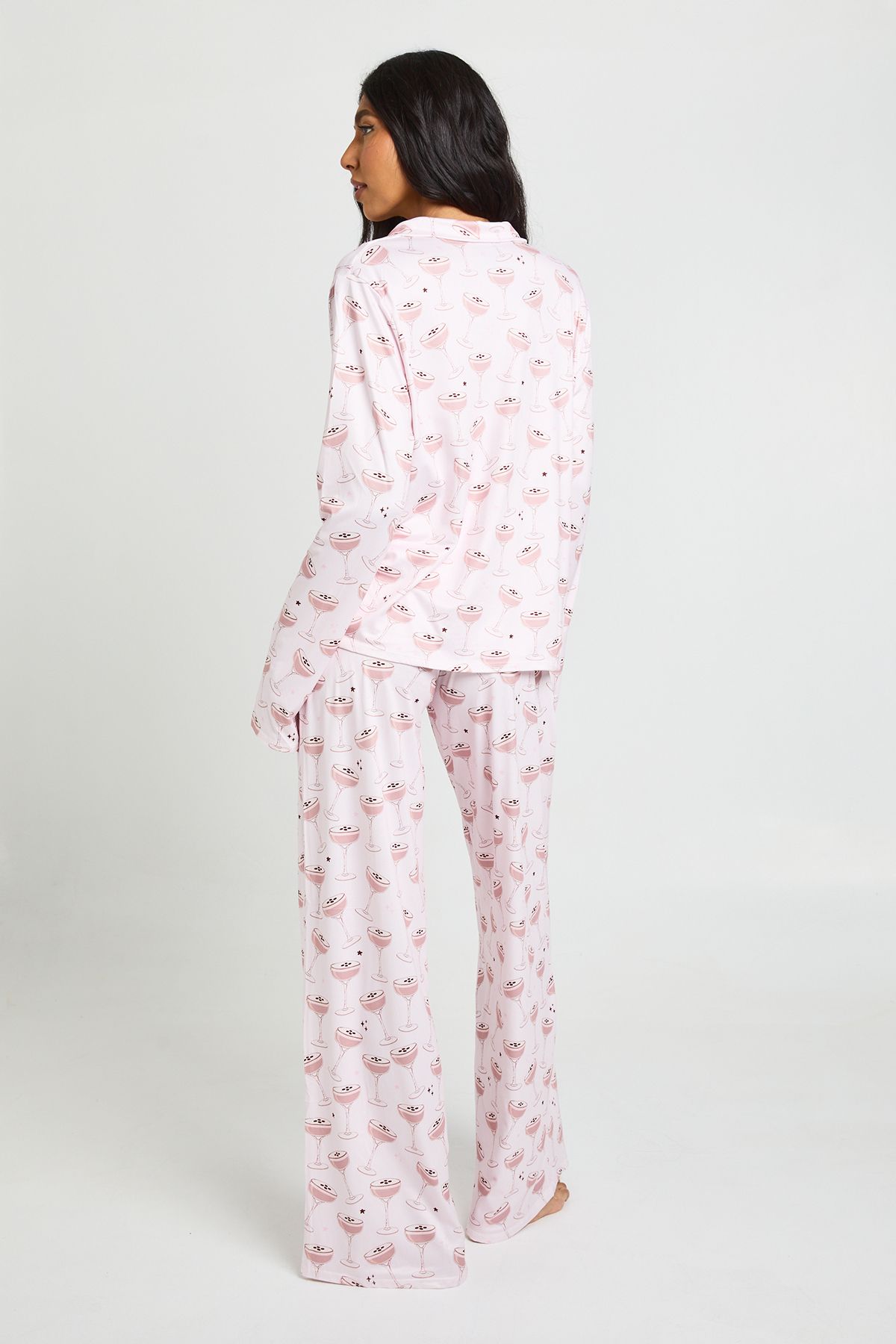 Tall Martini Print Long Sleeve Shirt & Trouser Pyjama Set - Image 2