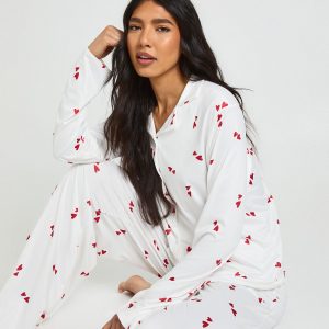 Tall Heart Print Long Sleeve Shirt & Trouser Pyjama Set