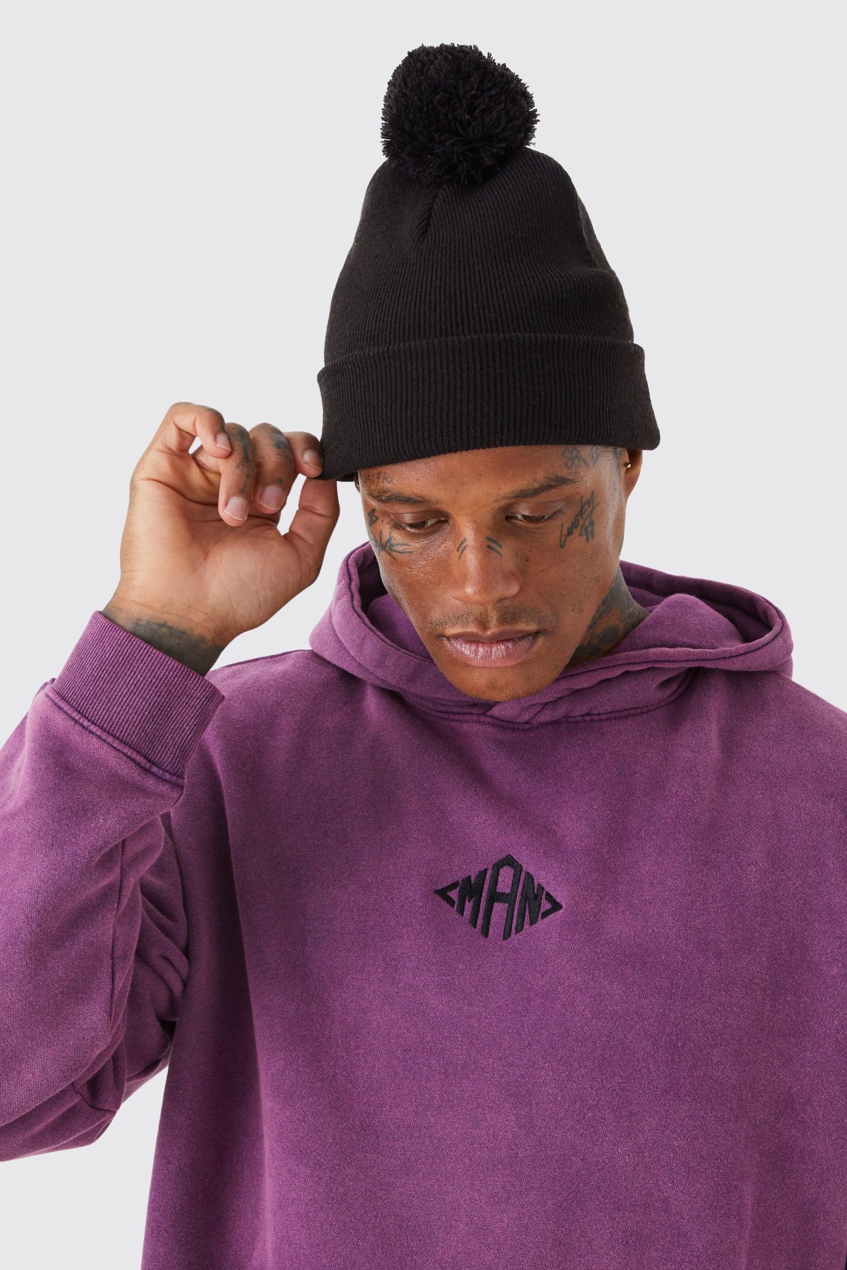 Flat Knit Bobble Beanie - Image 2