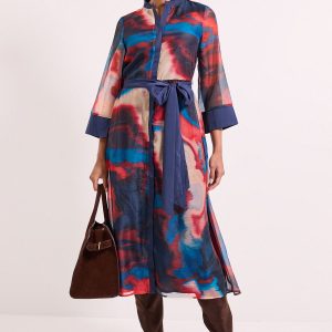Geo Organza Contrast Shirt Dress