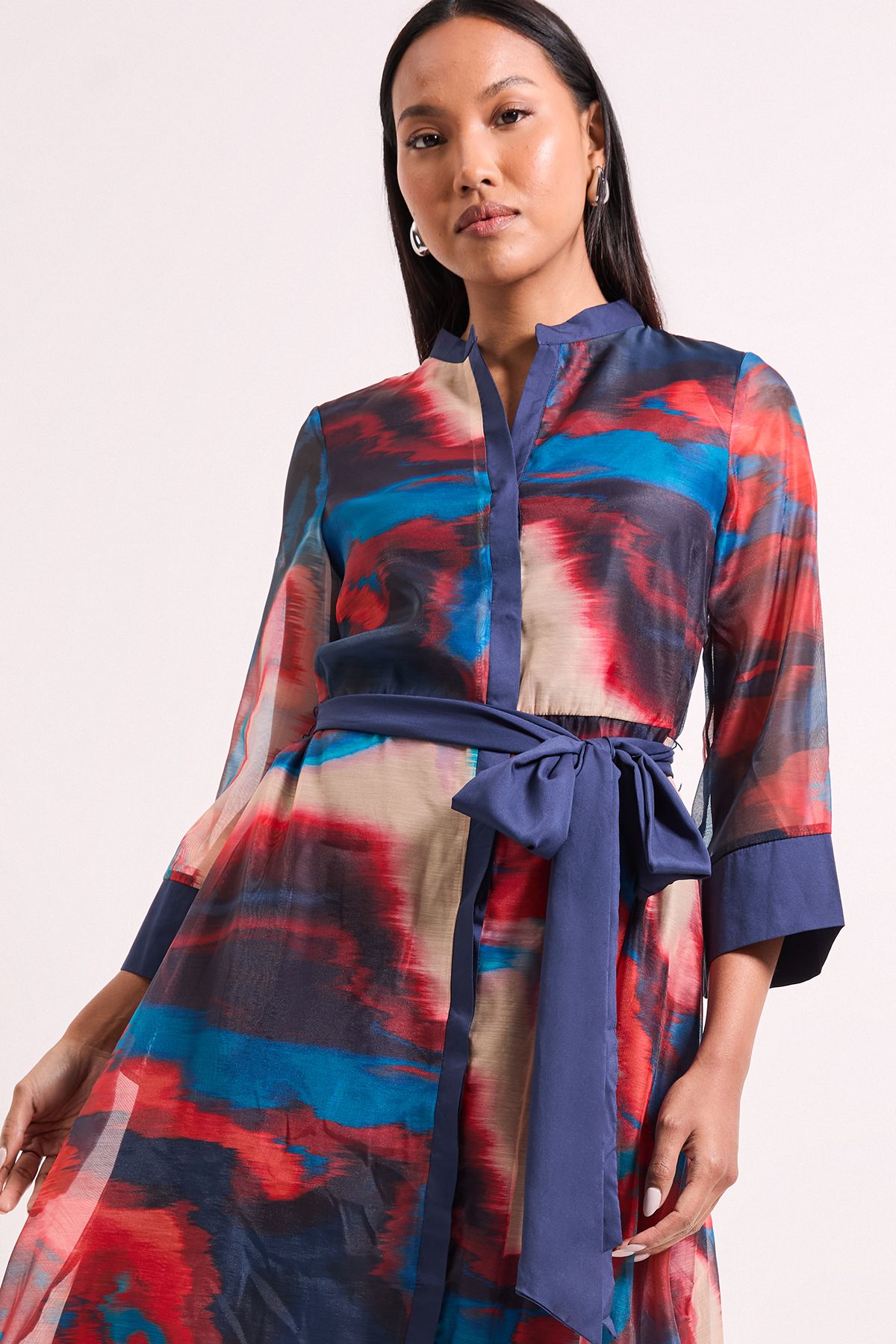 Geo Organza Contrast Shirt Dress - Image 2