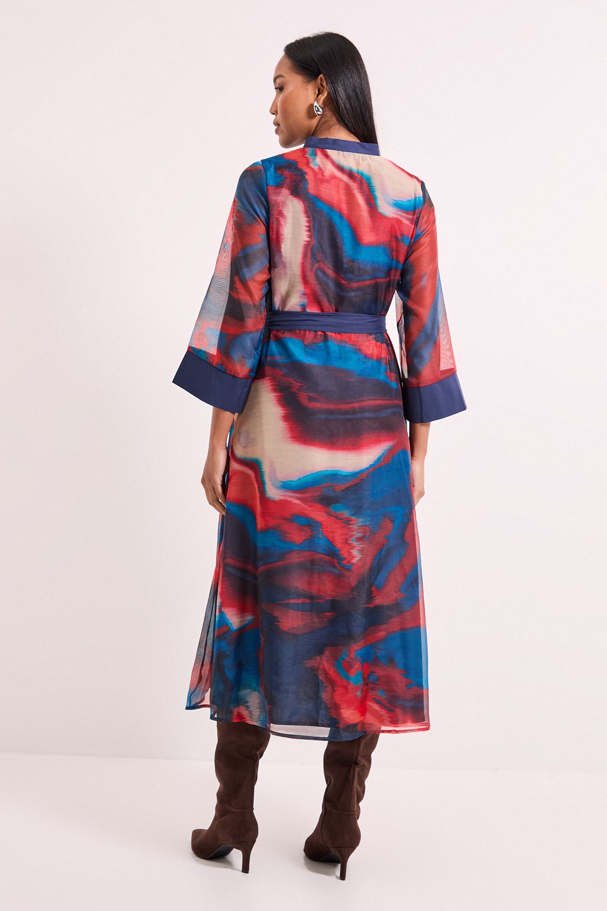 Geo Organza Contrast Shirt Dress - Image 3