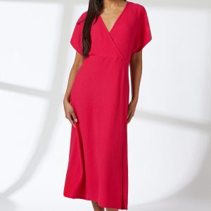 Magenta Wrap Jersey Dress