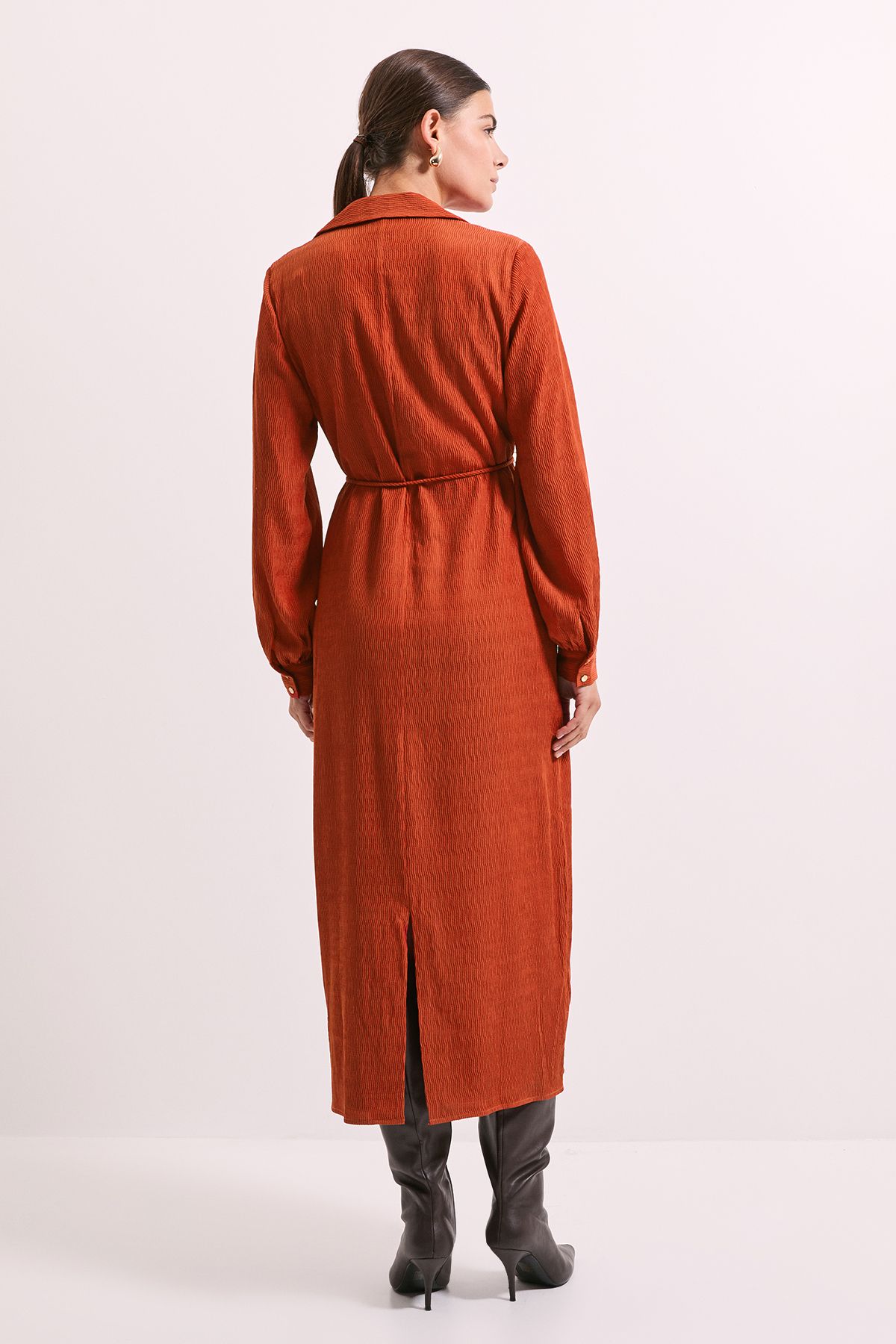 Crinkle Column Shirt Mid Dress - Image 4