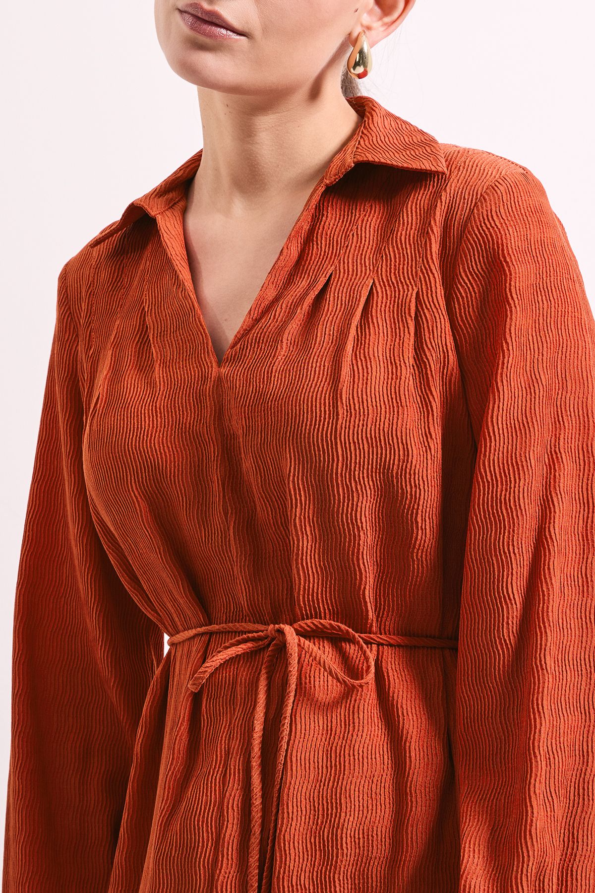 Crinkle Column Shirt Mid Dress - Image 5